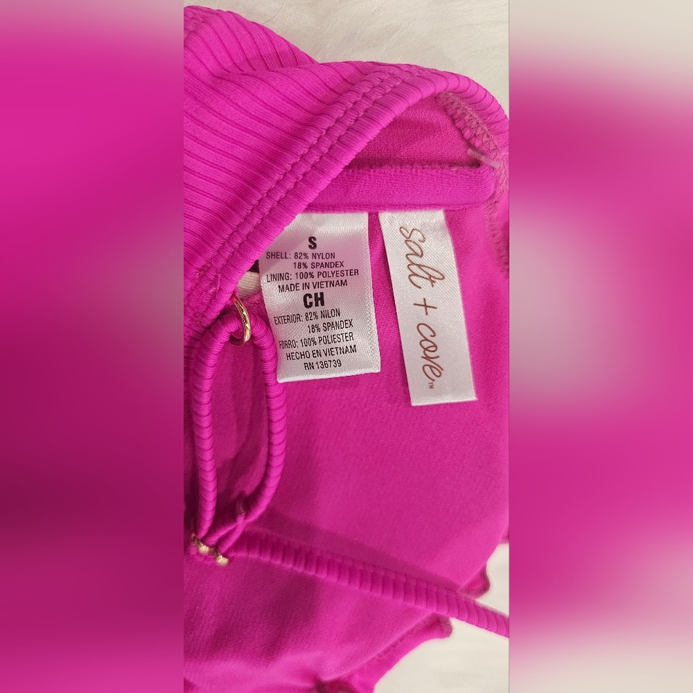 Salt + Cove Juniors' Ruffle-Trim Bralette Bikini Top, Pink, Small - Picture 6 of 6